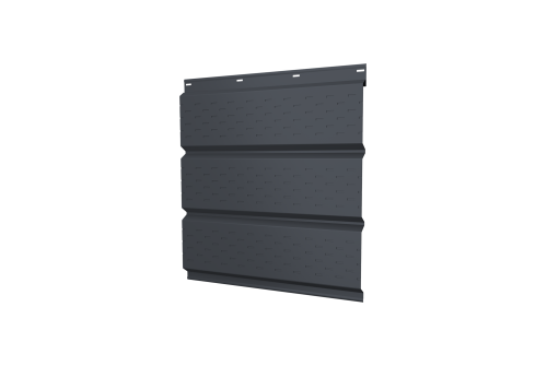 Софит металлический полная перфорация 0,5 Satin с пленкой RAL 7024 мокрый асфальт