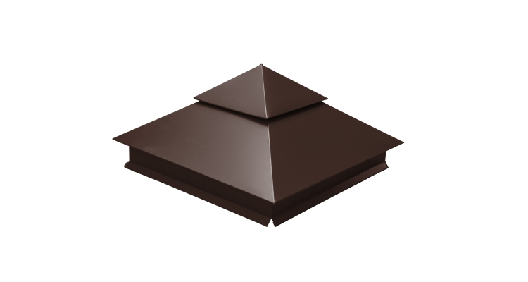 Колпак на столб двойной 390х390мм 0,45 Drap с пленкой RAL 8017 шоколад