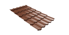 Металлочерепица  квинта плюс Grand Line c 3D резом 0,45 Drap ST RAL 8004 терракота