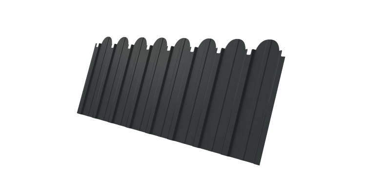 Профнастил C10A фигурный Grand Line 0.5 GreenCoat Pural BT, matt с пленкой RR2H3 антрацитово-серый