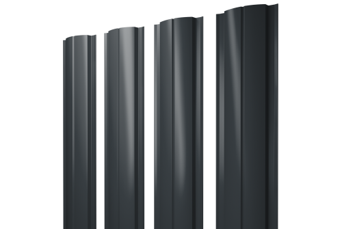 Штакетник Полукруглый Slim с прямым резом 0.45 PE RAL 7016 антрацитово-серый