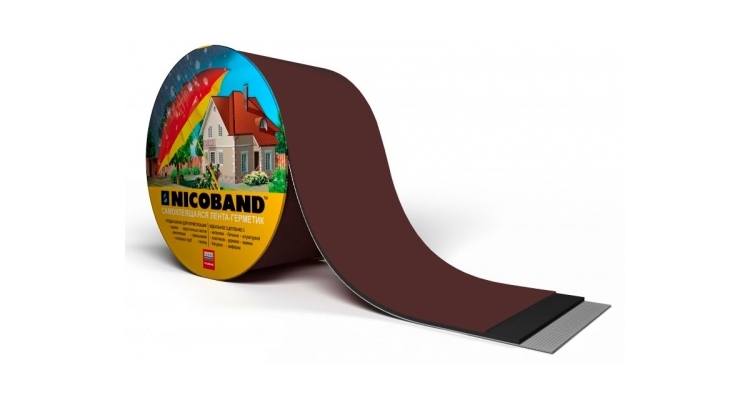 Лента герметизирующая Технониколь Nicoband самоклеящаяся 3мх7.5см, коричневая