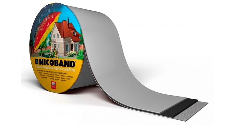 Лента герметизирующая Технониколь Nicoband самоклеящаяся 3мх7.5см, серебристая