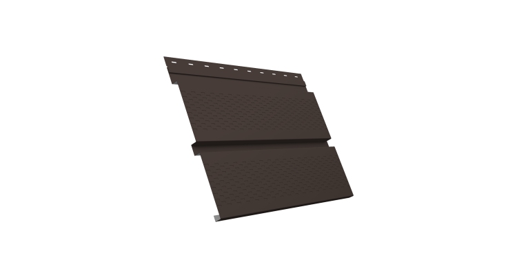 Софит металлический Квадро Брус с перфорацией 0,5 Satin с пленкой RR 32 темно-коричневый